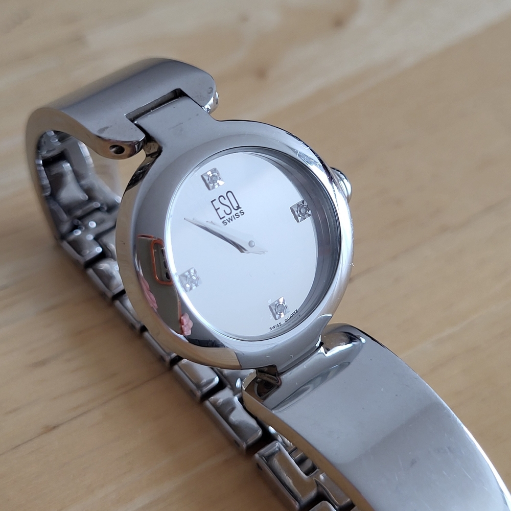 Vintage ESQ Diamond Chip Stainless Steel Watch - Picture 4 of 10